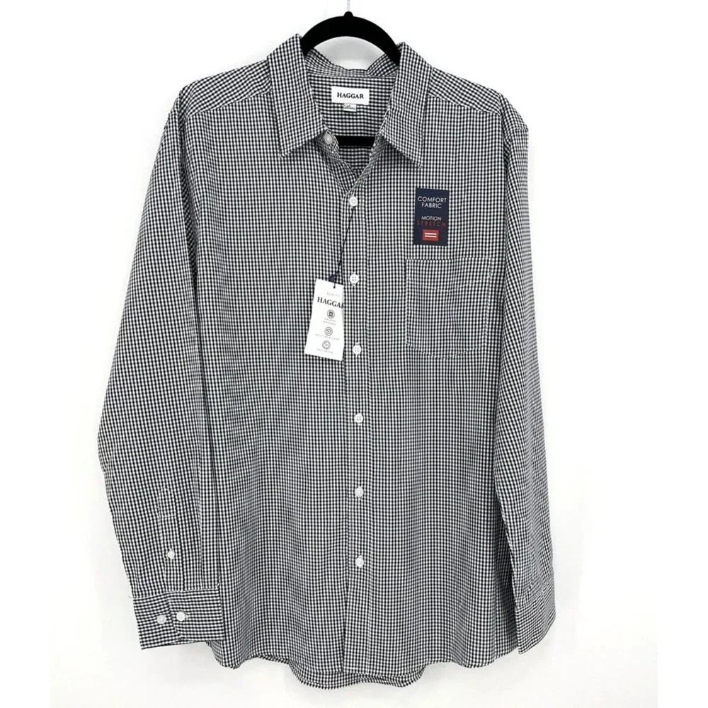 Haggar Wrinkle Resistant Shirt Men's Large Button Lightweight Long Sleeve $56 - Picture 9 of 9